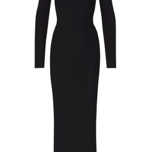 NWT SKIMS Soft Lounge Long Sleeve Ribbed Dress - Onyx - Picture 3 of 3